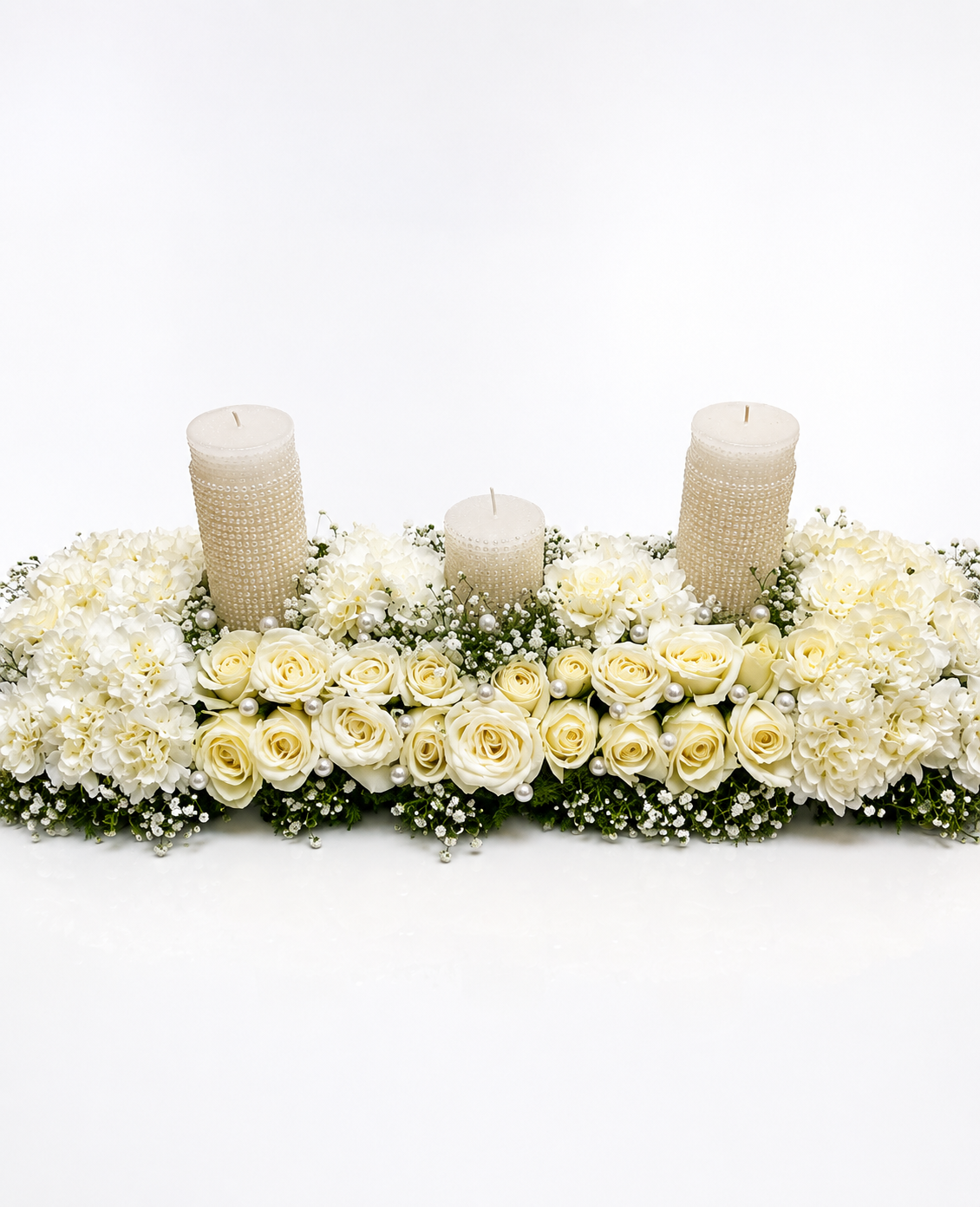 White Funeral Candle Arrangement