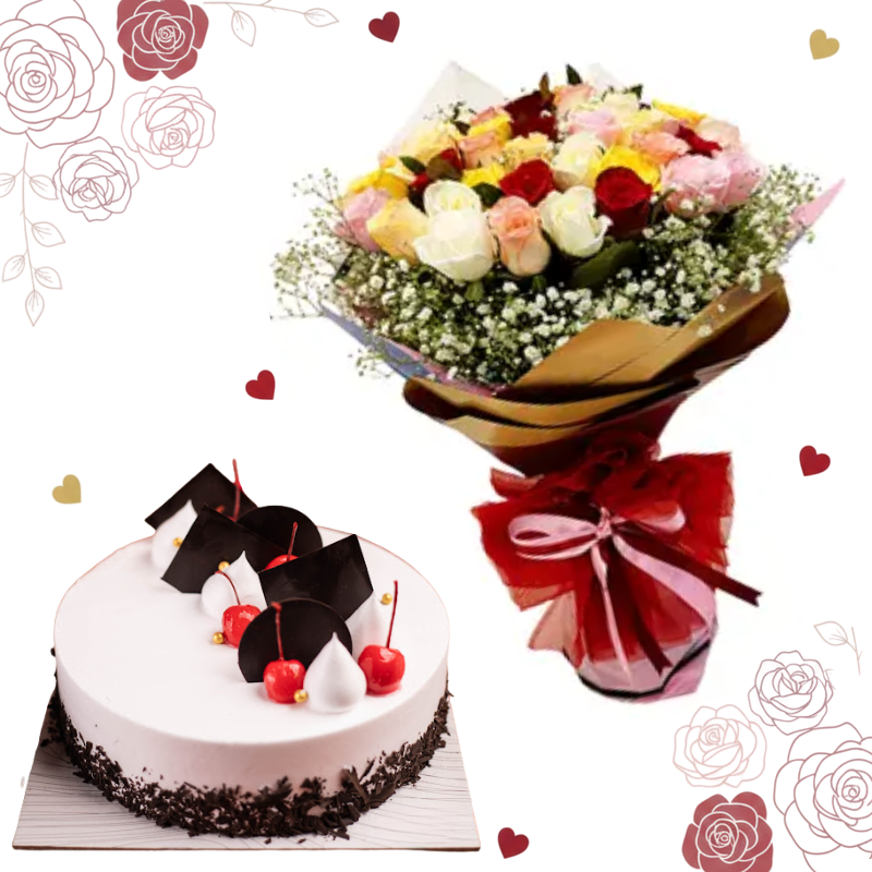 Colourful Blooms & Midnight Forest Cake