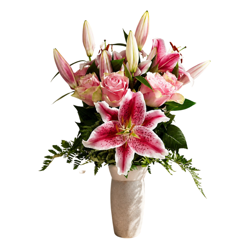 Pink Lilies and Roses