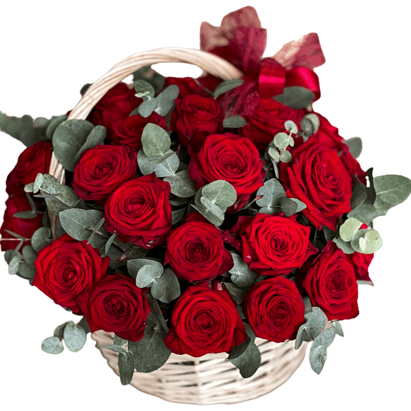 Exotic Red Roses Basket