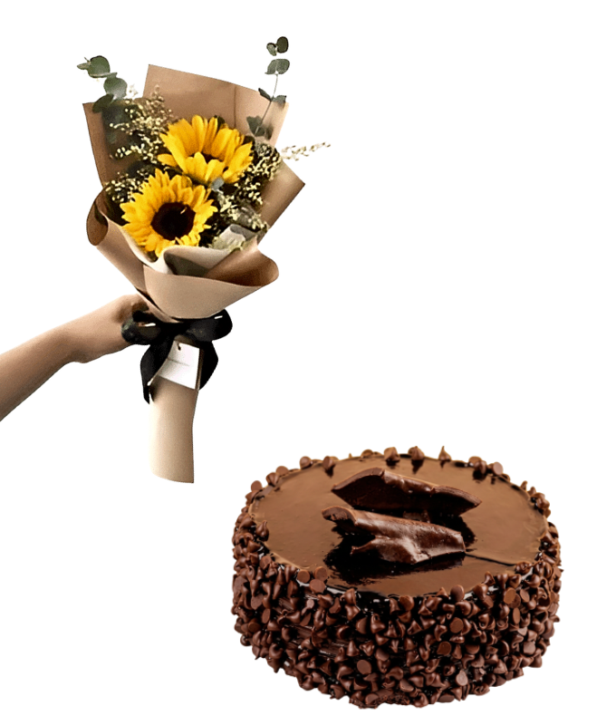 Sunflower Blossom & Chocolate Chips Cake