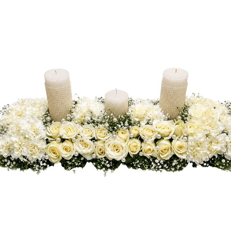 White Funeral Candle Arrangement