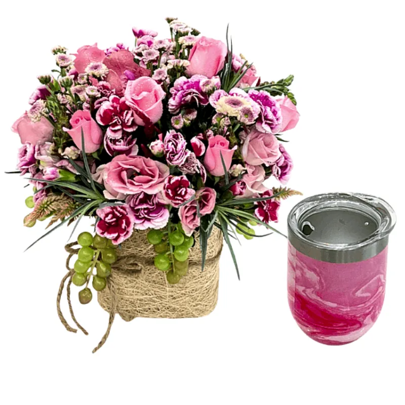 Pink Floral Sipper Combo