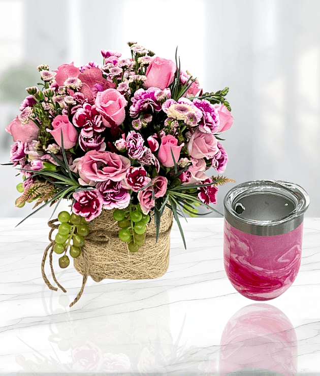 Pink Floral Sipper Combo